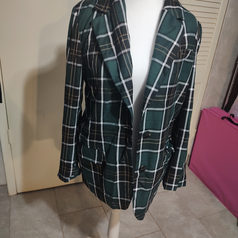 Plaid Women's Jacket - Green and Black